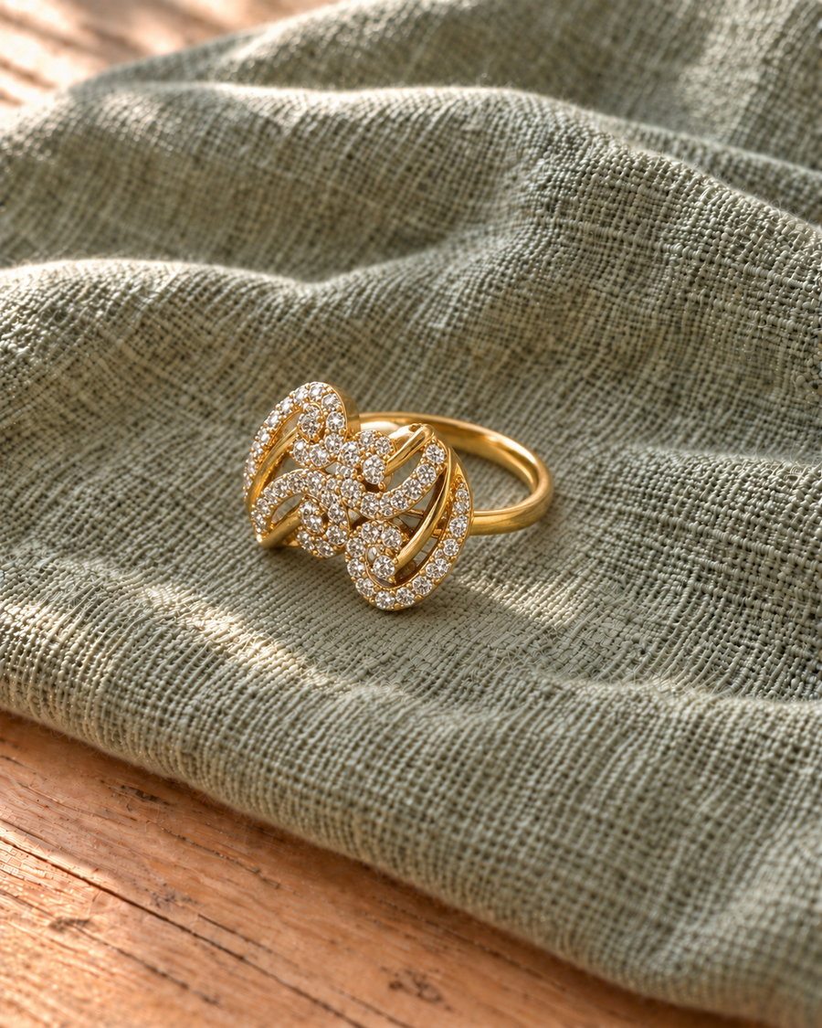 Adjustable Stone-Studded Finger Ring