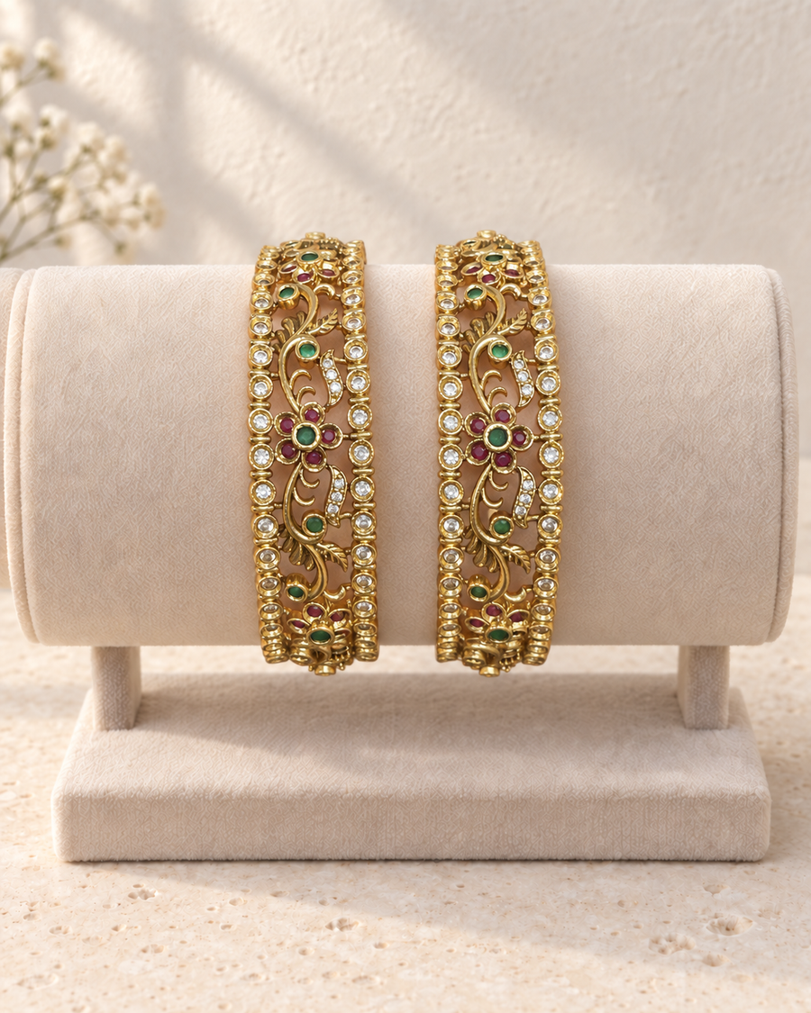Traditional Floral Stone Bangles