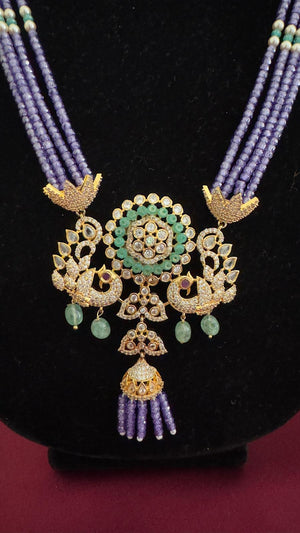 Peacock Purple Beaded Necklace Set V362