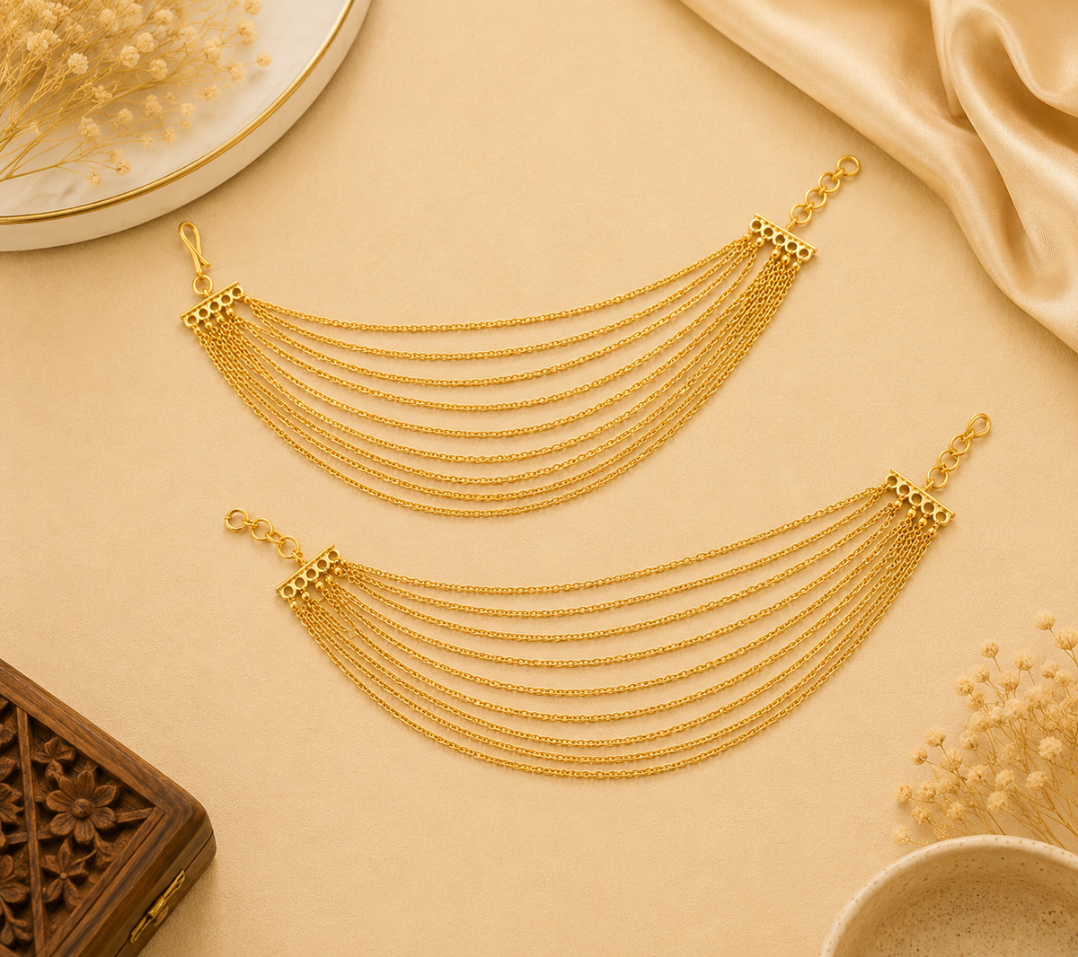 Multi-Layer Gold Earchains V794