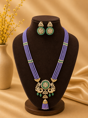 Peacock Purple Beaded Necklace Set V362