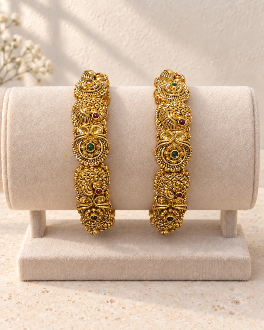 Antique Gold Peacock Bangles V298