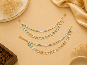 Emerald Floral Diamond Earchains V653