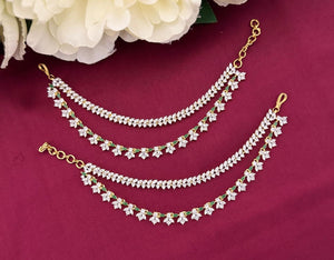 Emerald Floral Diamond Earchains V653