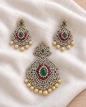 Diamond Finish Statement Pendant Set