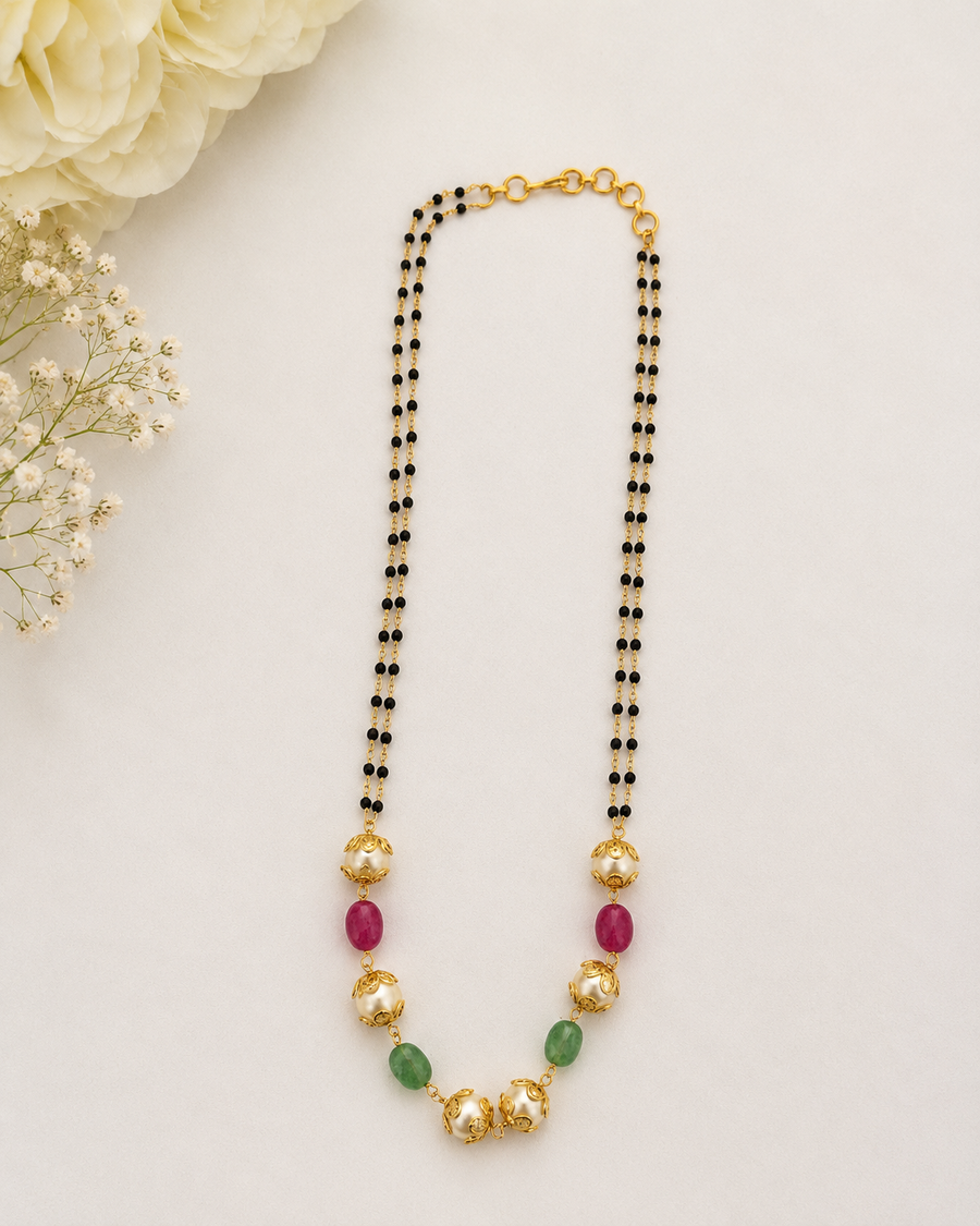 Multicolor Beads Black Beads Necklace