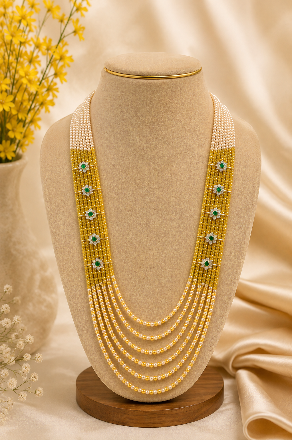 Golden Crystal & Pearl Multi-Layer Haram V857