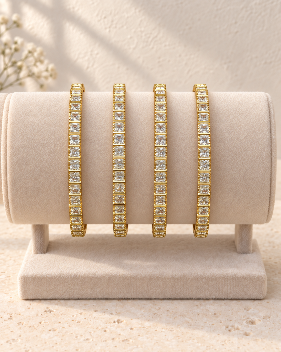 White Stone Bangles V878