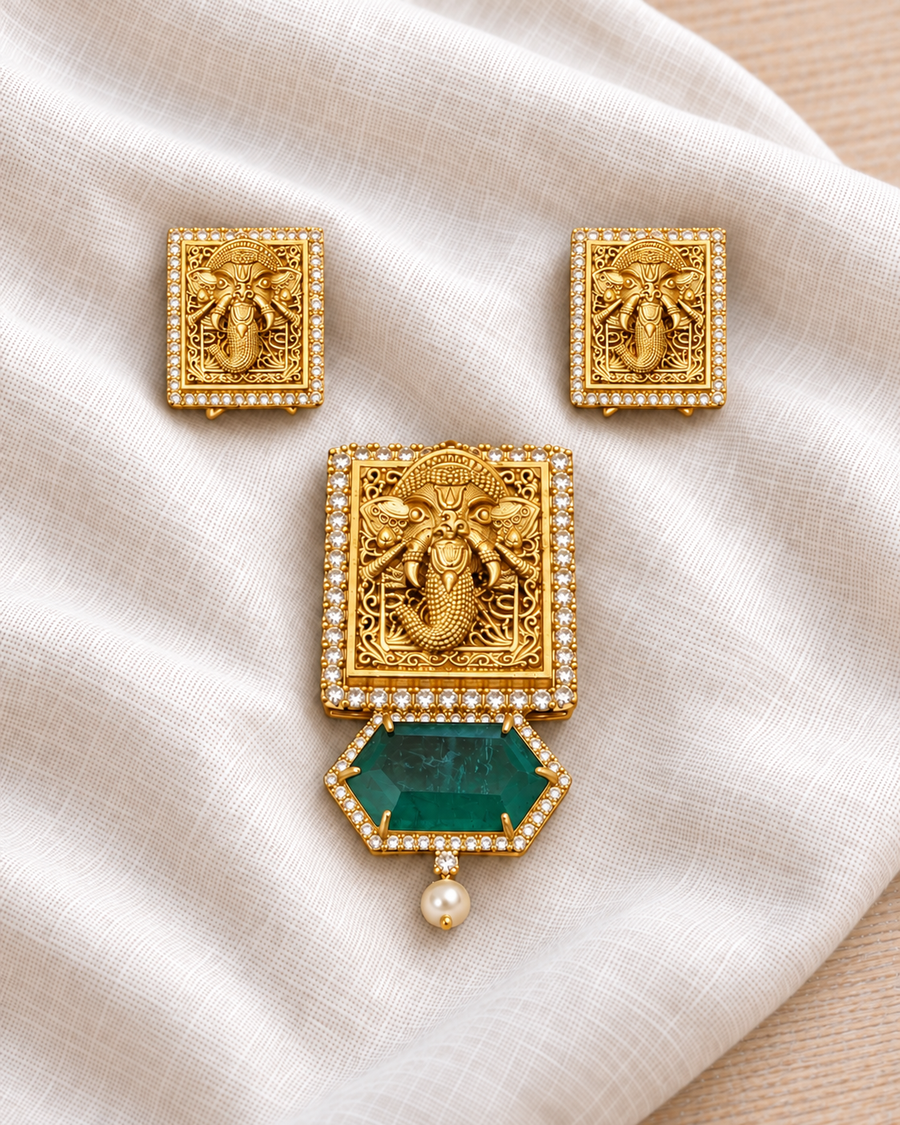 Lord Ganesha Statement Pendant Set