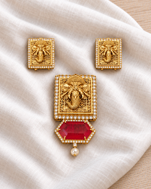 Lord Ganesha Statement Pendant Set