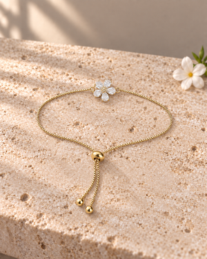 Adjustable Crystal Flower Slider Bracelet