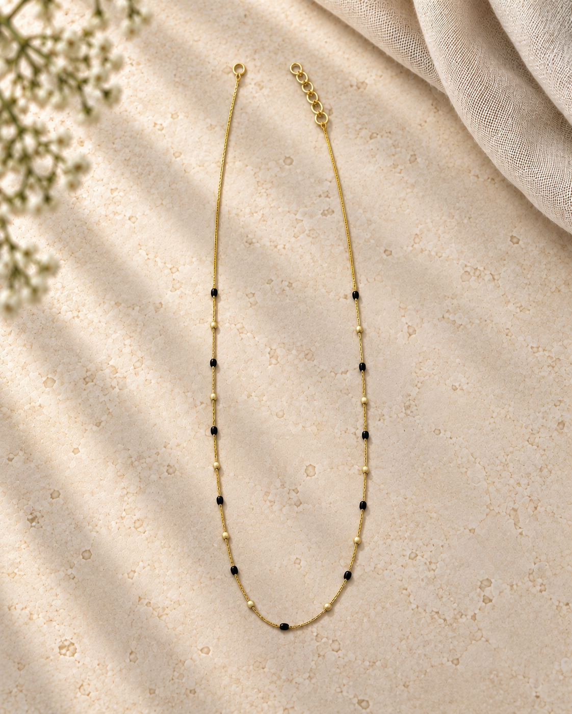 92.5 Silver Black Beads Chain