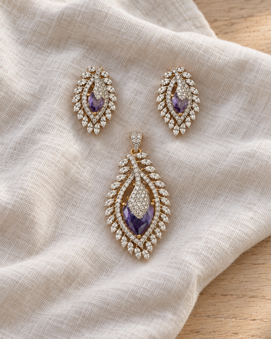 Victorian Purple Stone Pendant Set