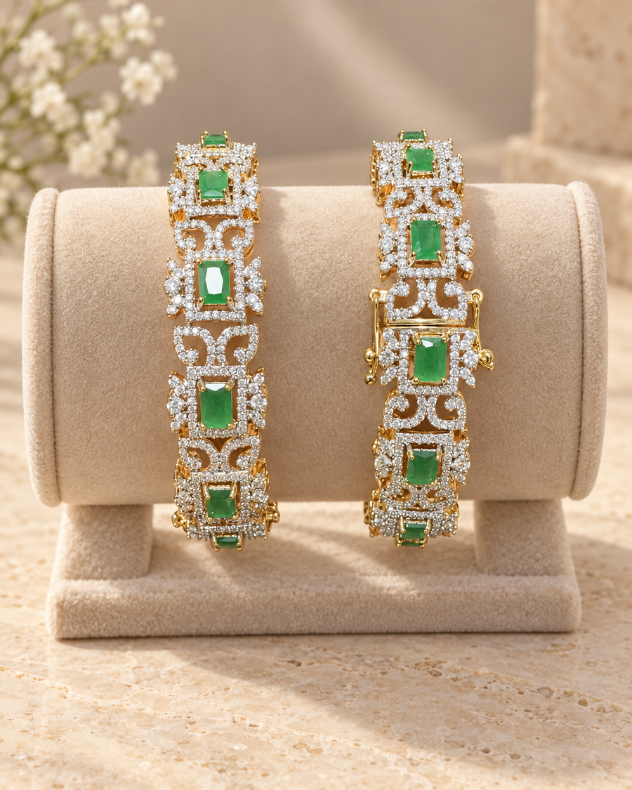 `Emerald Green Openable Bangles V880