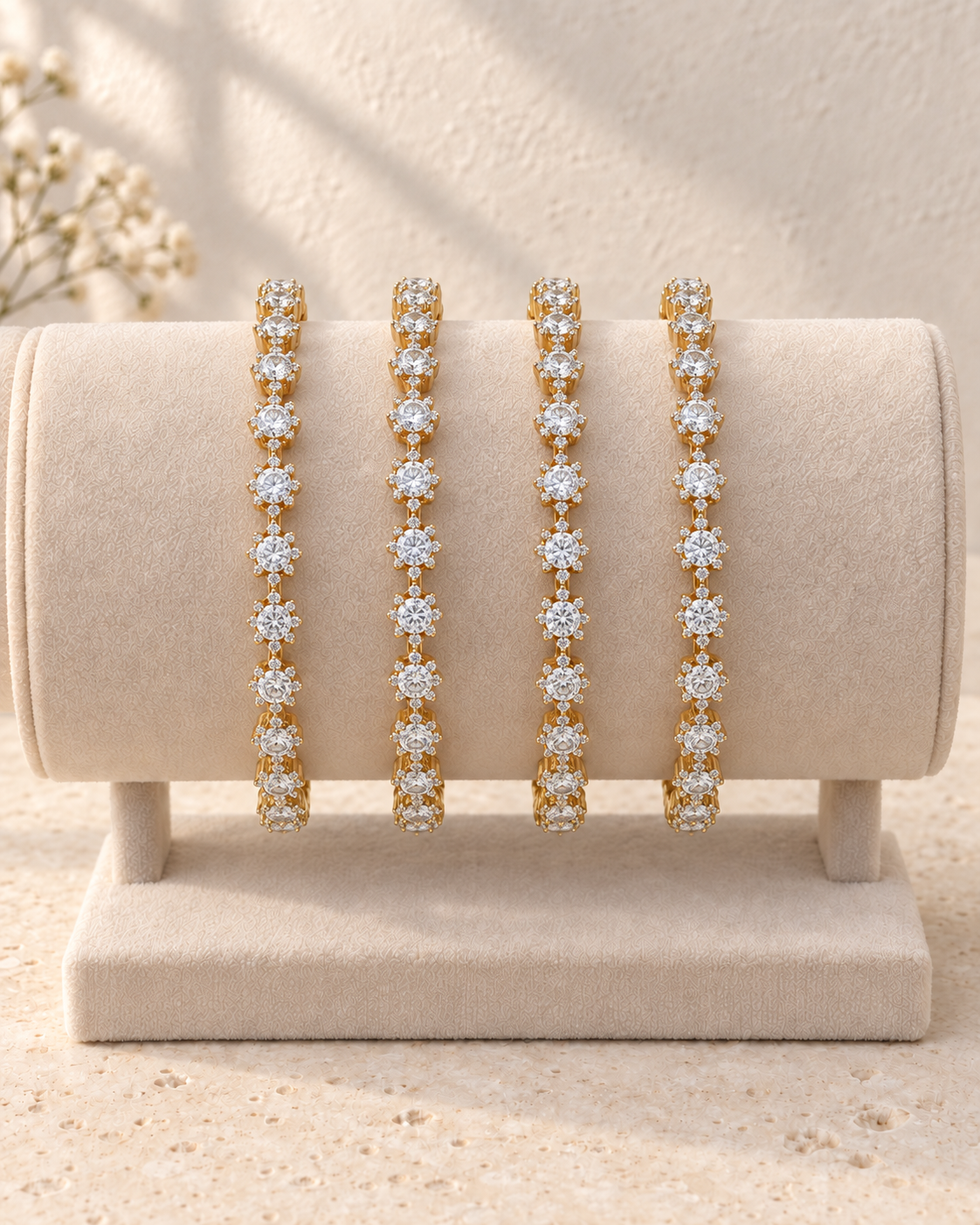 White Floral Stone Bangles V793