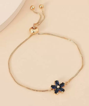 Adjustable Crystal Flower Slider Bracelet