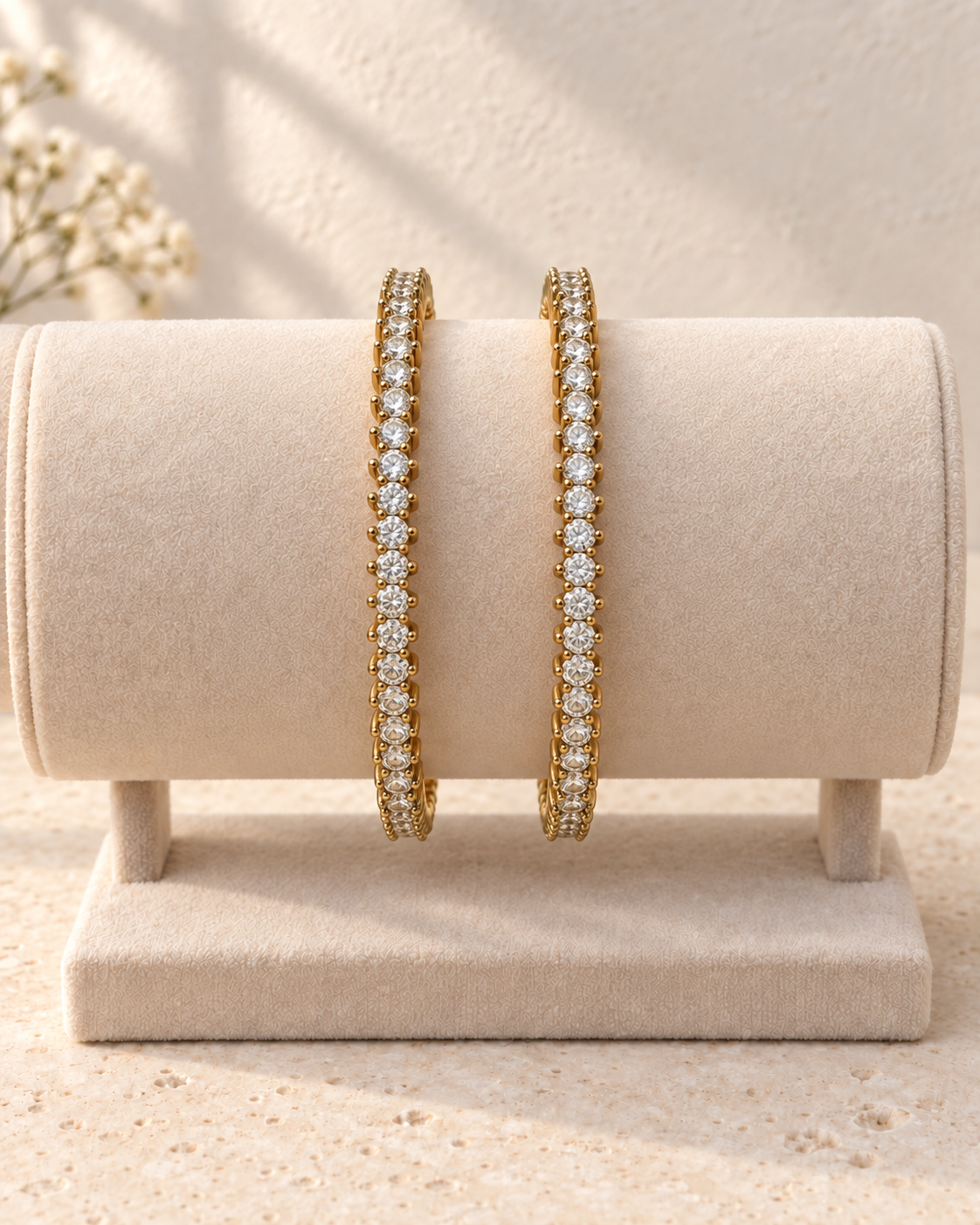 Classic White Stone Bangles V440