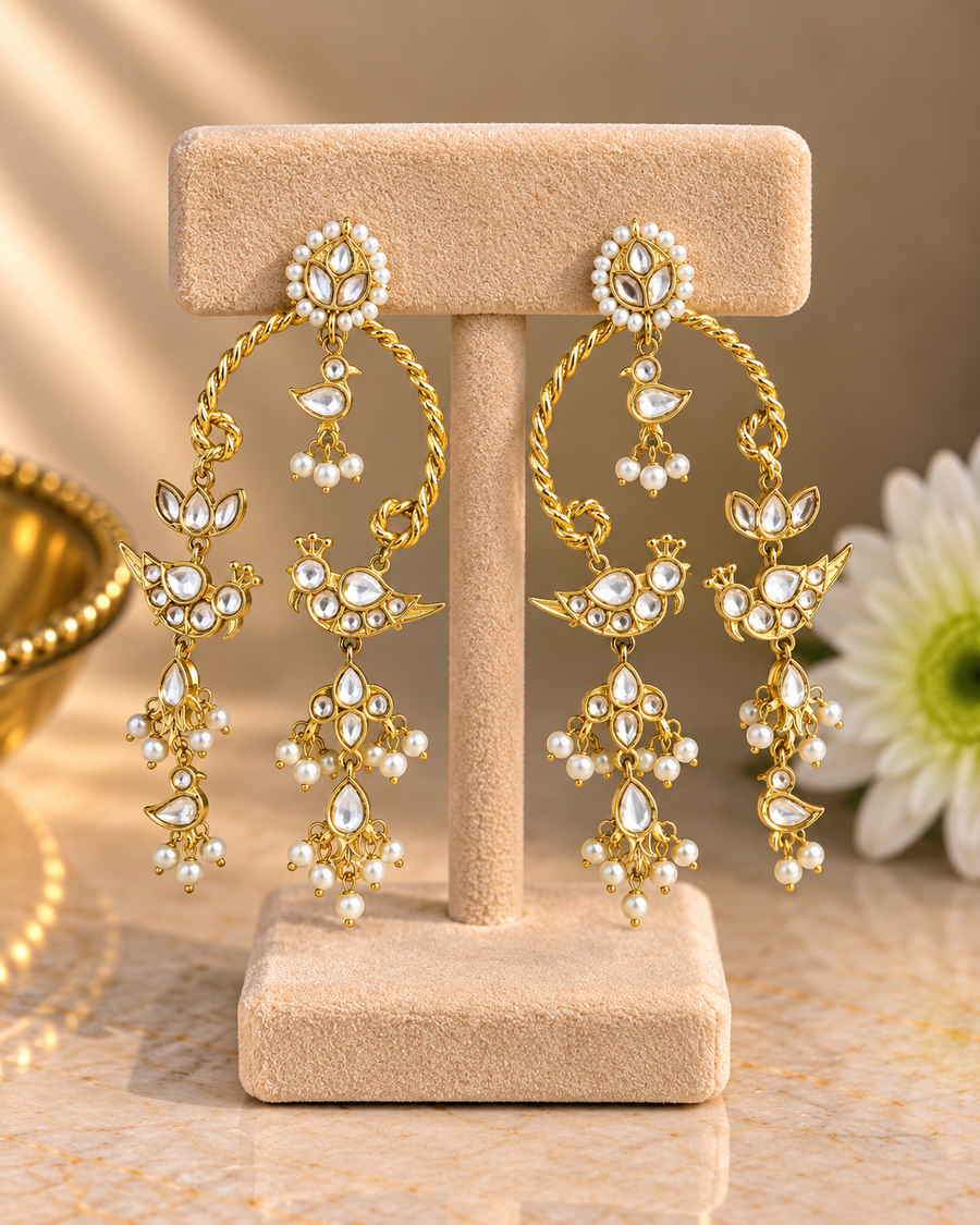 Jadua Kundan Peacock Earrings