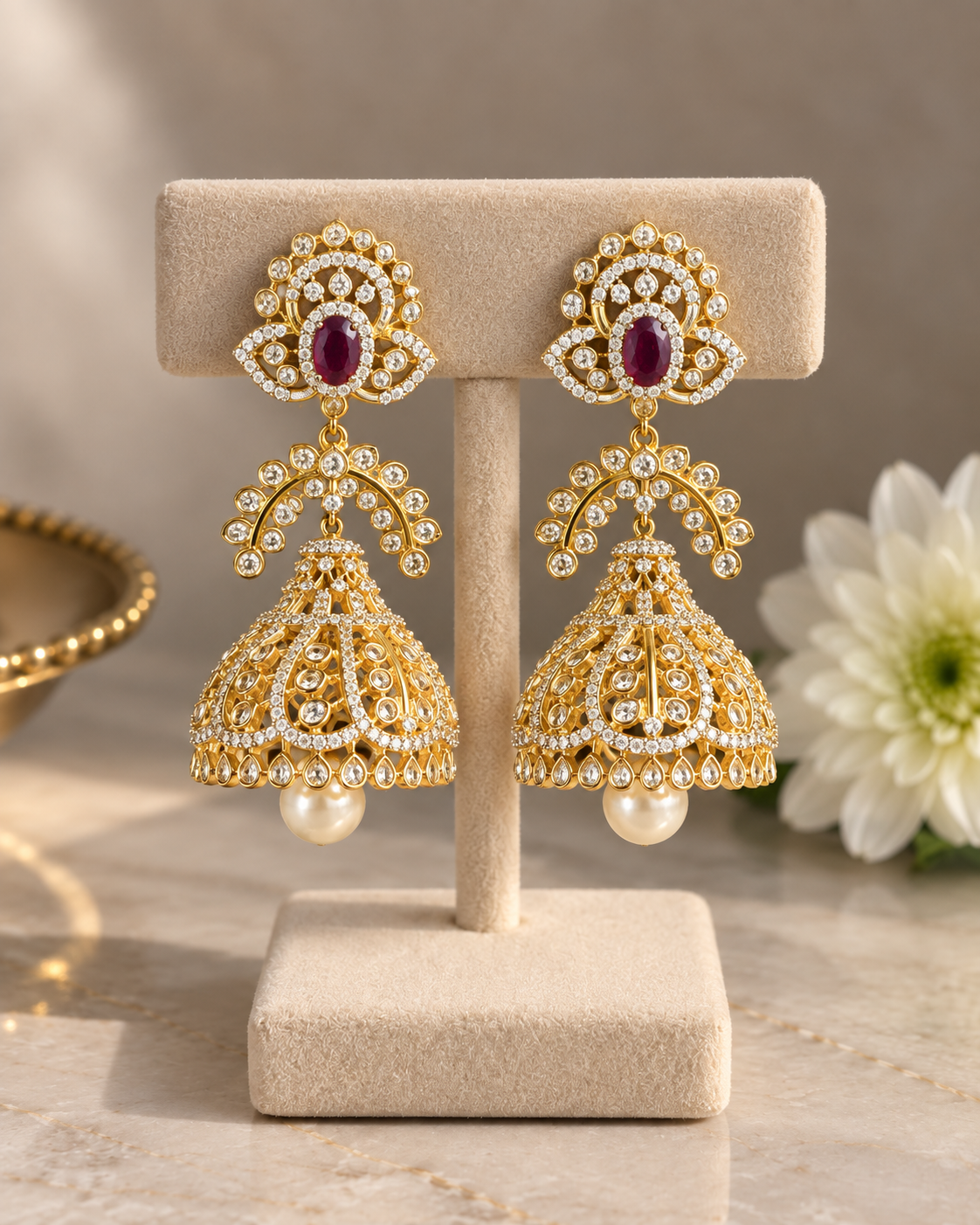 Diamond Jhumka Earrings
