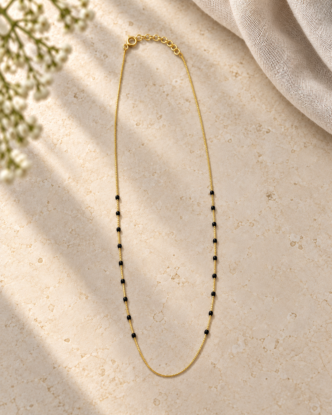 92.5 Silver Black Beads Chain