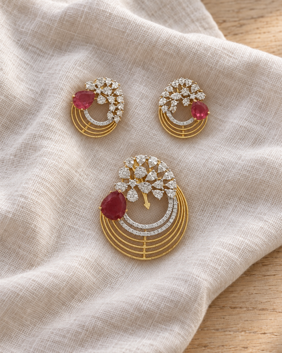 Ruby Red Statement Pendant Set