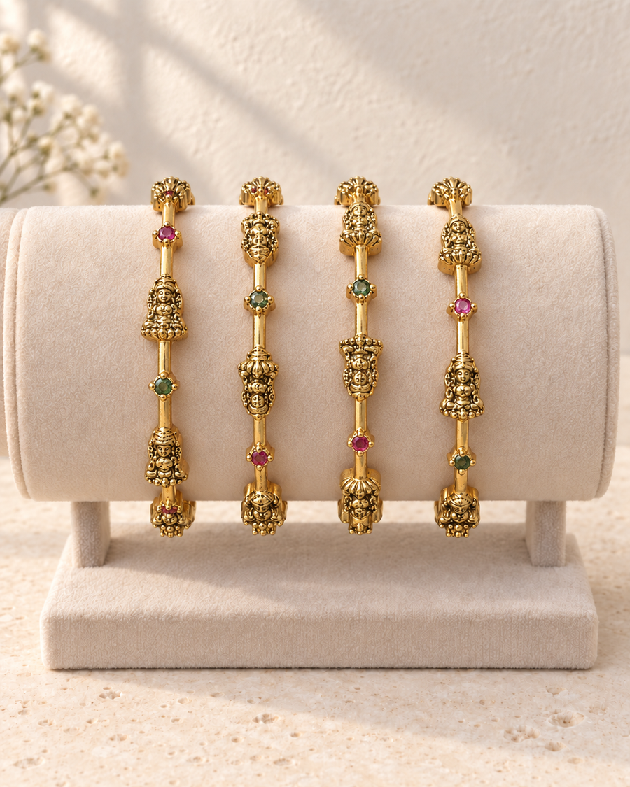 Temple Design Antique Gold Bangles V253