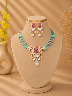 Moissanite Beaded Necklace Set