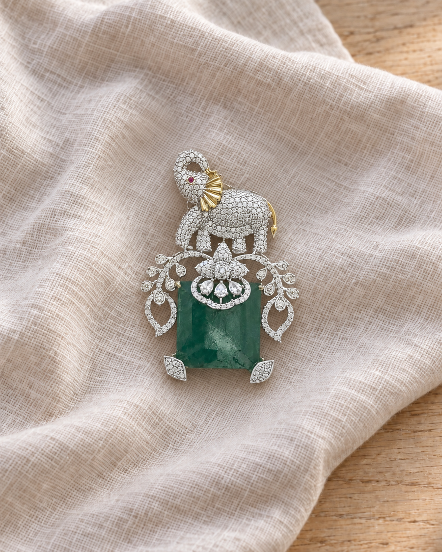 Elephant Emerald Statement Pendant