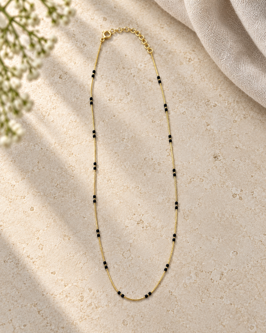 92.5 Silver Black Beads Chain