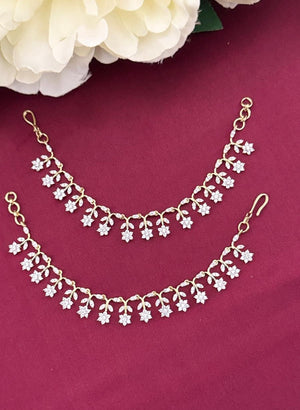 Floral Vine Diamond Earchains V891
