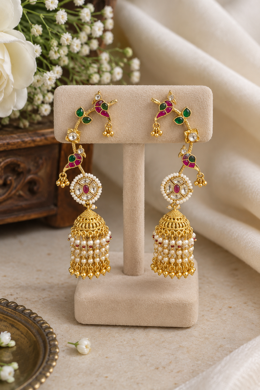 Jadua Kundan Earcuff Jhumka Earrings V895