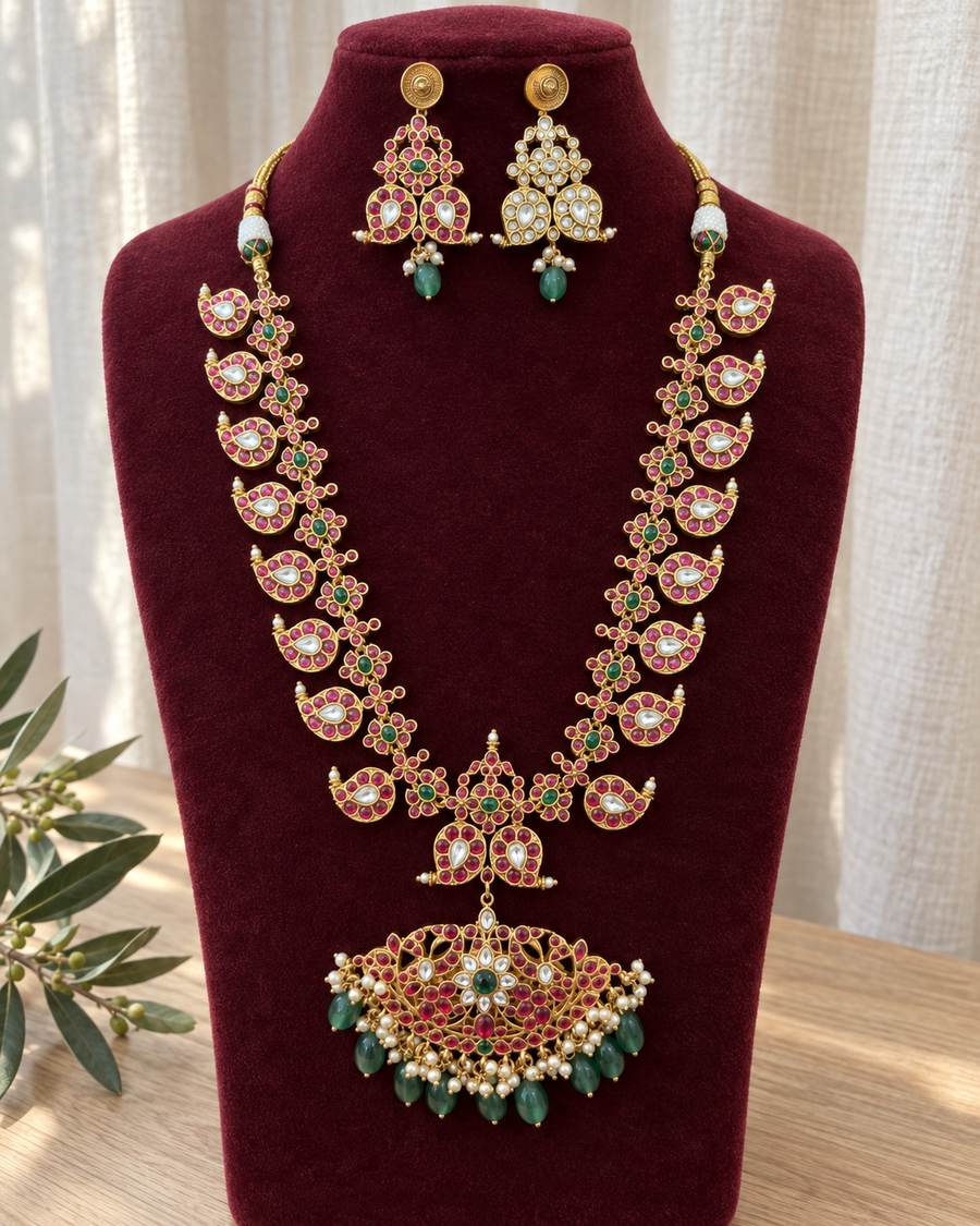 Reversible Kundan Mid-Length Haram Set