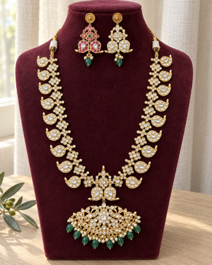 Reversible Kundan Mid-Length Haram Set