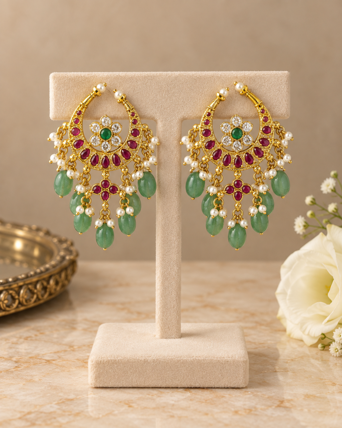 Jadua Kundan Chandbali Earrings