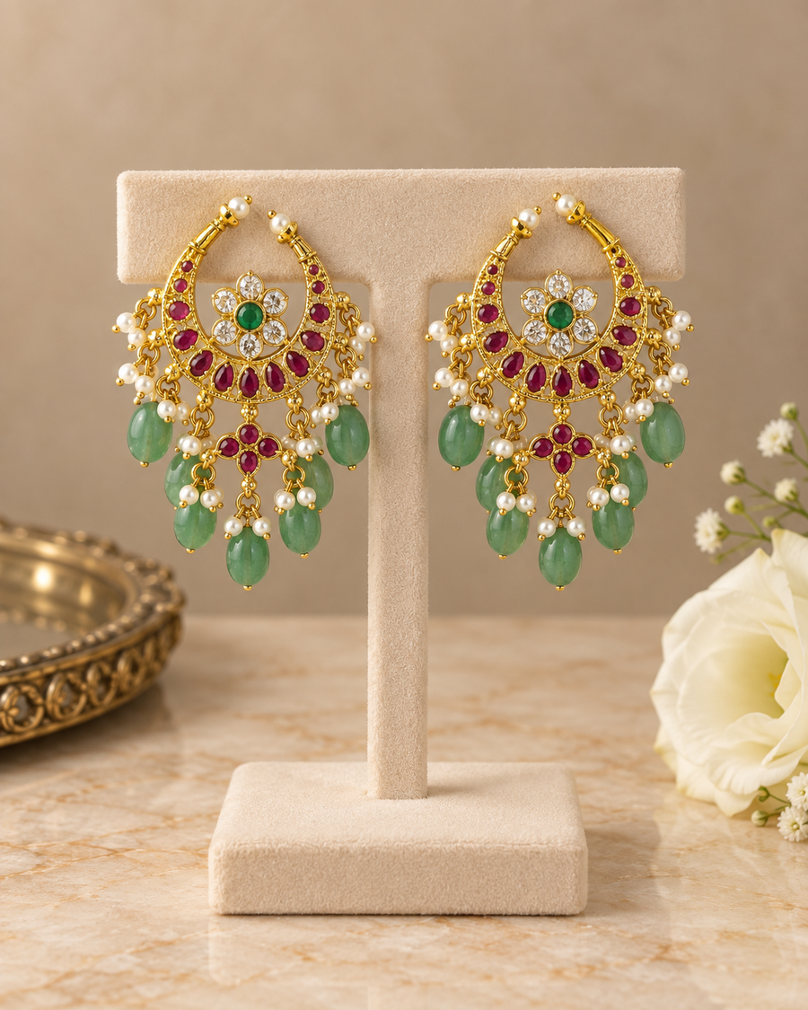 Jadua Kundan Chandbali Earrings