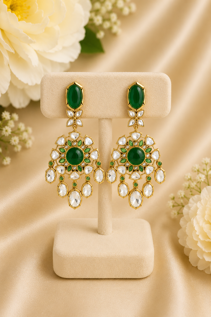 Mossanite and Doublet Stone earrings V619