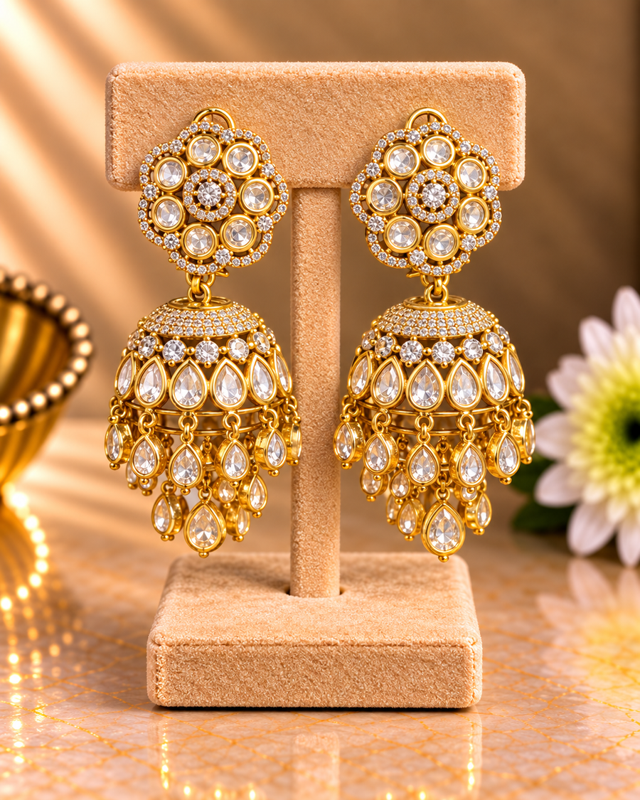 LV Shade Premium Polki Jhumkas V596