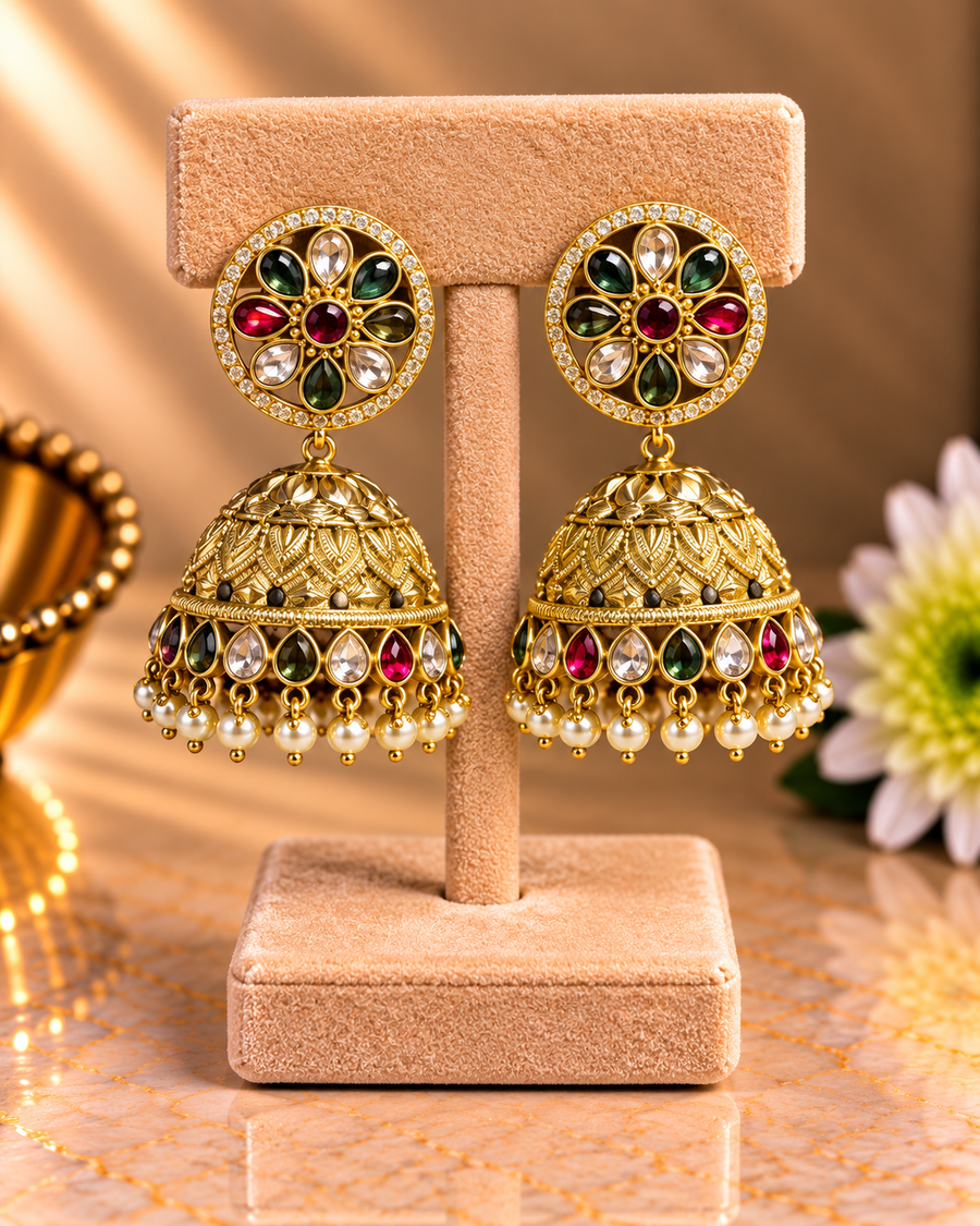 Multicolor Traditional Jhumka Earrings V574