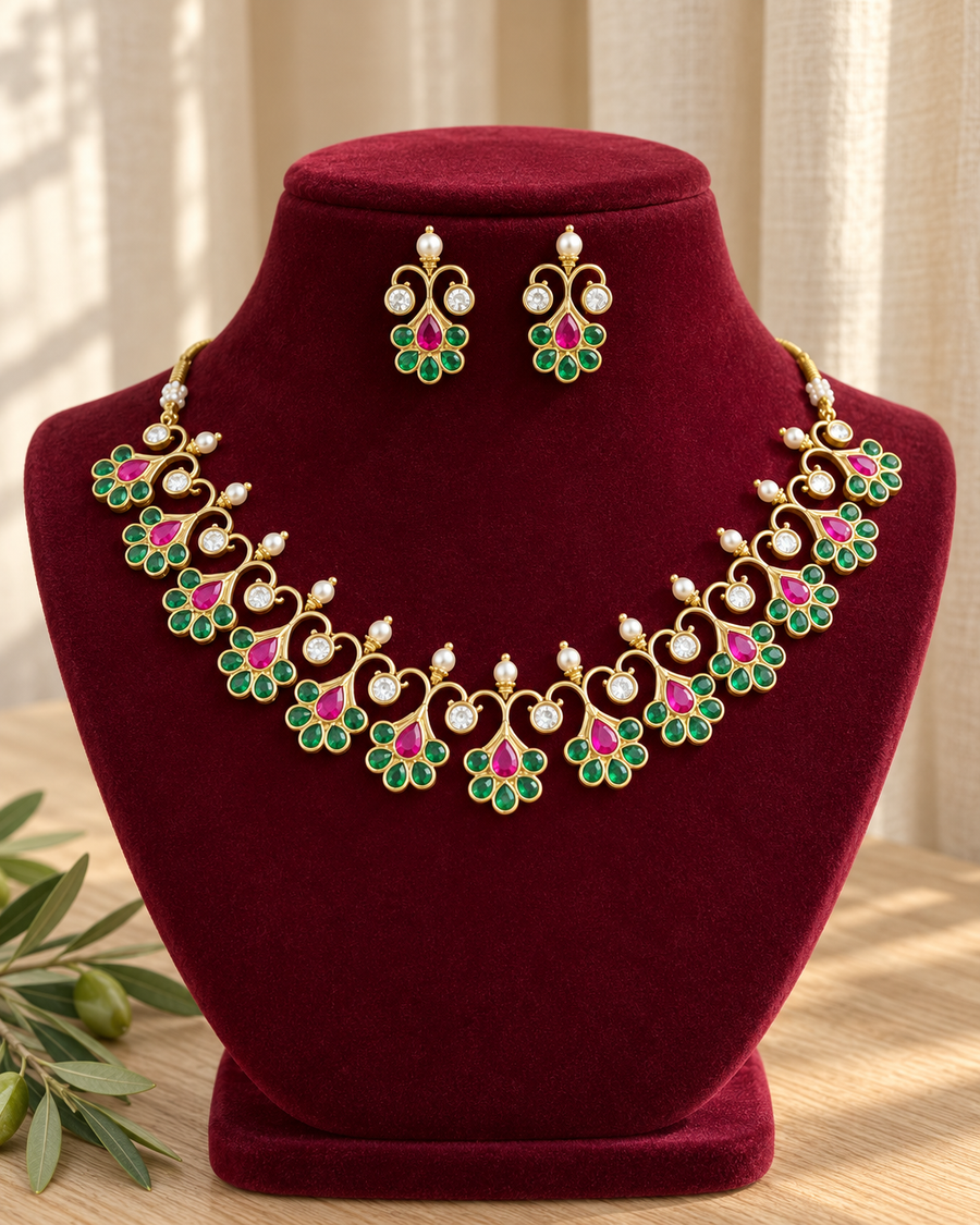 Kundan Motif Necklace Set