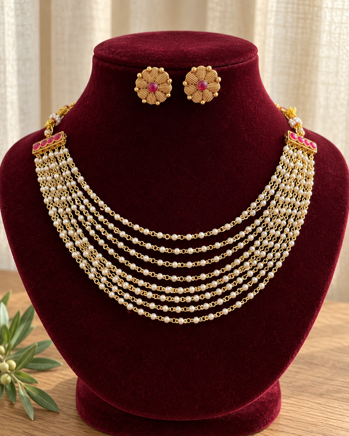 Layered Pearl Necklace Set