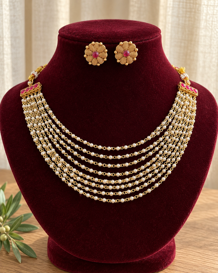 Layered Pearl Necklace Set