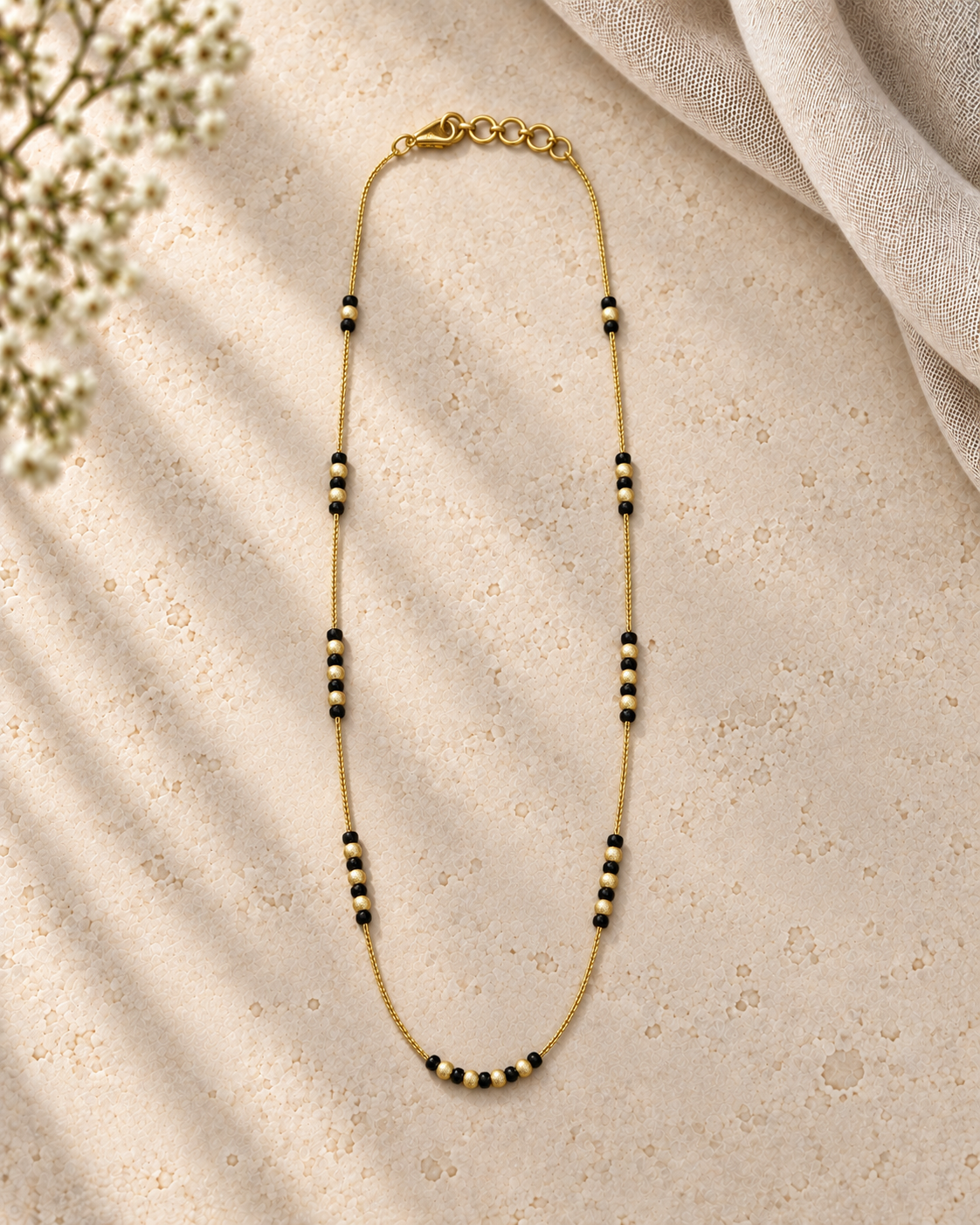 92.5 Silver Black Beads Chain