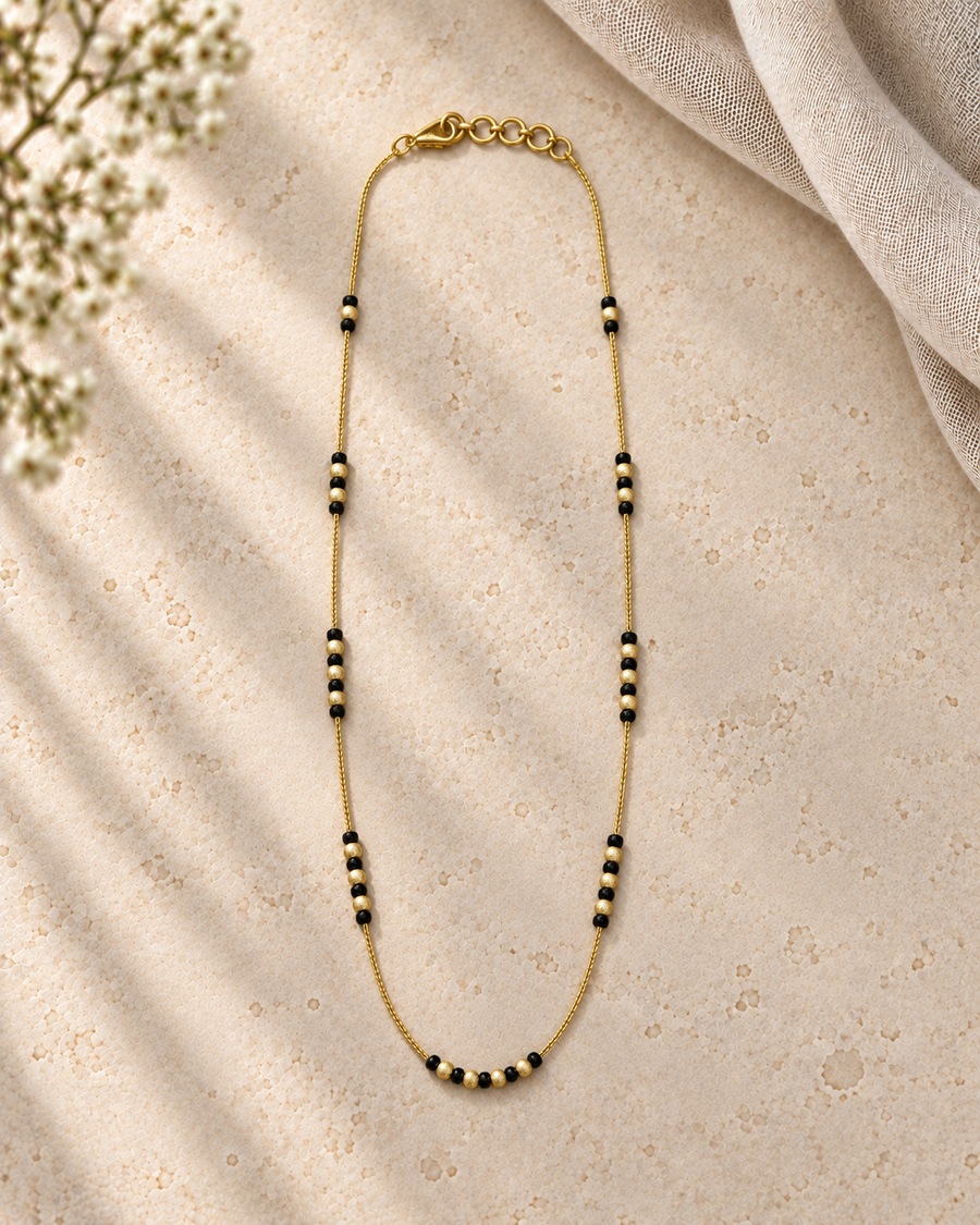 92.5 Silver Black Beads Chain
