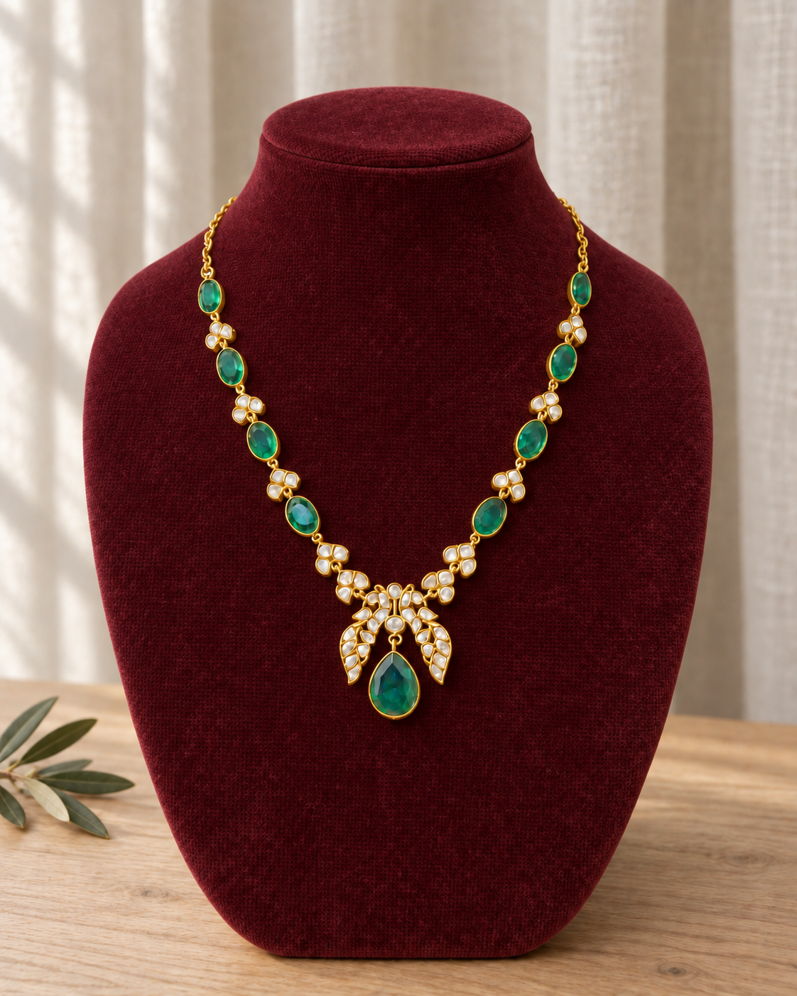 Moissanite Green Doublet Stone Necklace