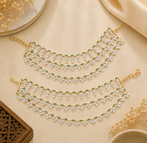 Emerald Diamond Layered Earchains V889
