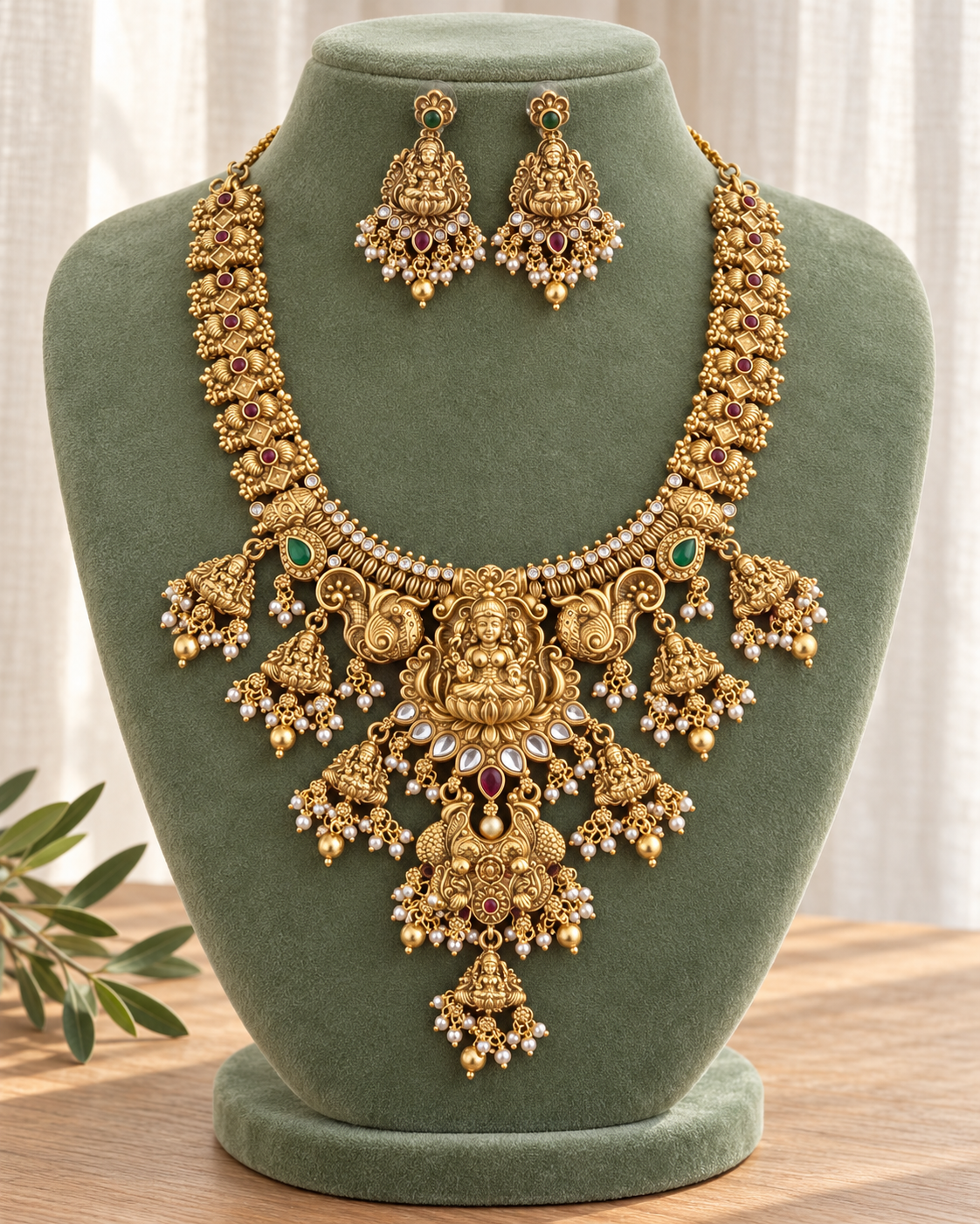22CT Gold- Inspired Temple Necklace Set