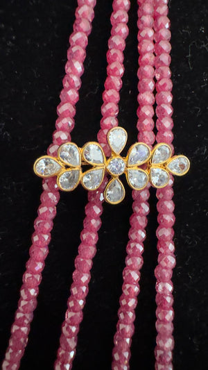 Pink Polki Layered Beaded Necklace V887
