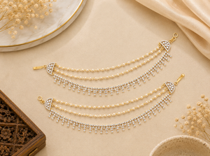 Pearl Diamond Earchains V894