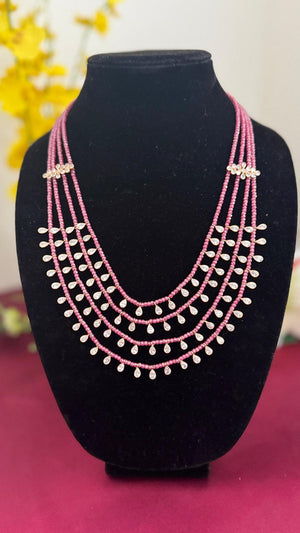 Pink Polki Layered Beaded Necklace V887