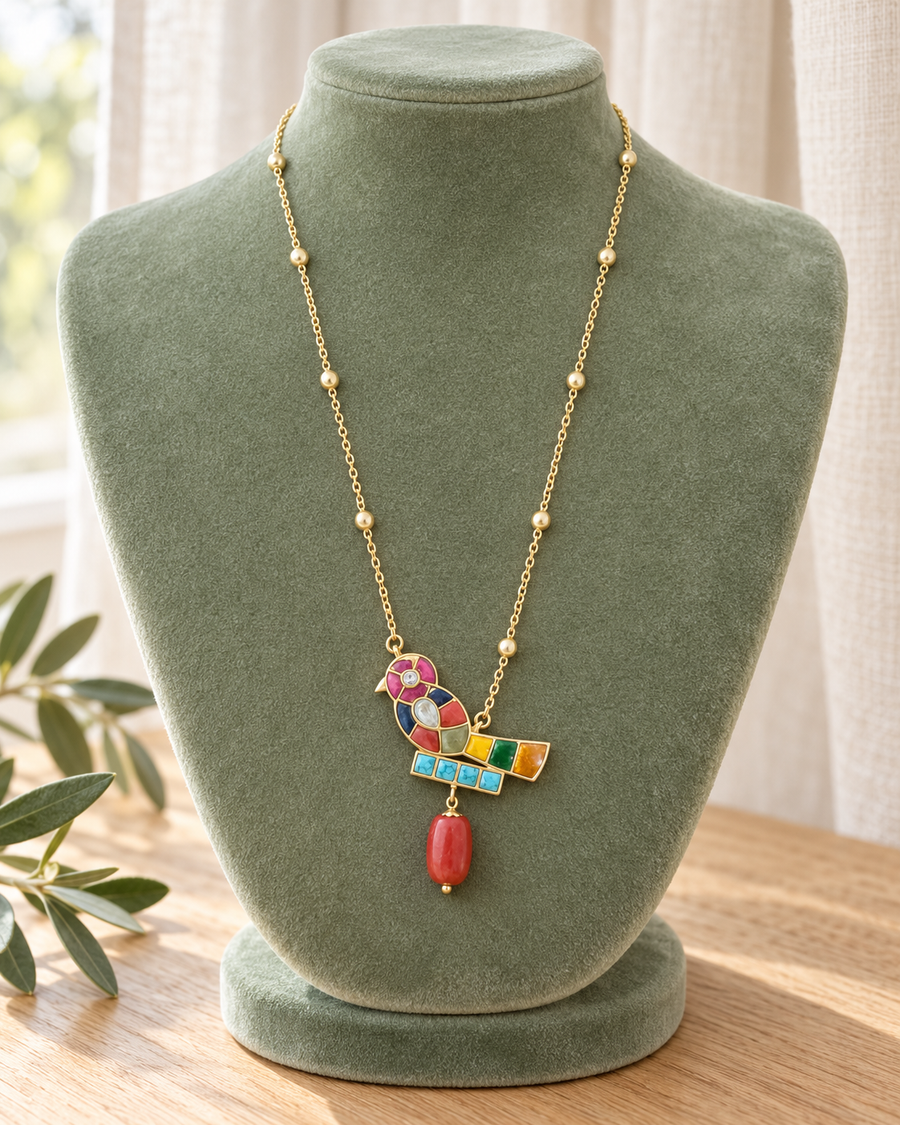 Brass Bird Pendant Necklace